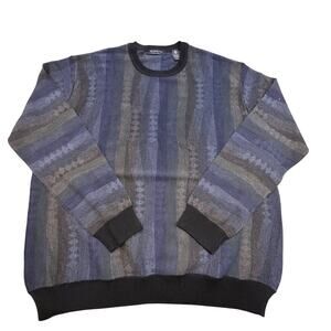 Segreto Men’s Knit Sweater Sz XL Blue Gray Crewneck Coogi Style 100% Merino Wool